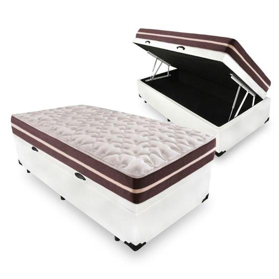 Imagem de Cama Box com Baú Solteiro + Colchão de molas - Anjos - Classic Superlastic 88cm