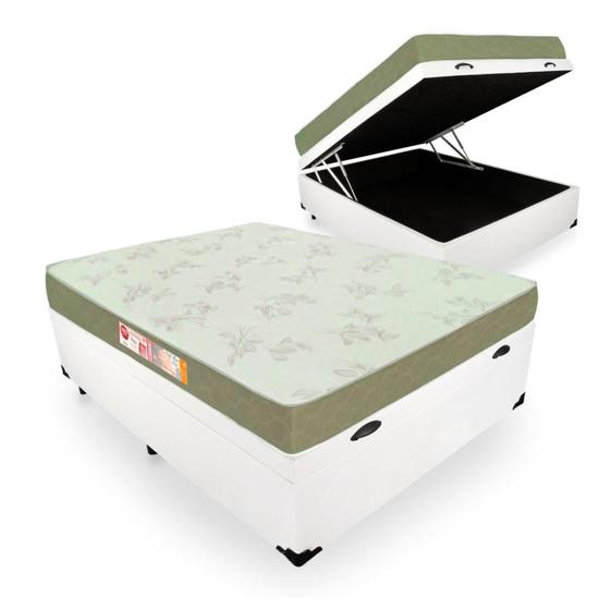 Imagem de Cama Box Com Baú Viúva + Colchão De Espuma D33 - Castor - Sleep Max 128cm 