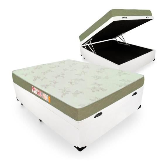 Imagem de Cama Box Com Baú Viúva + Colchão De Espuma D33 - Castor - Sleep Max 128x188x60cm