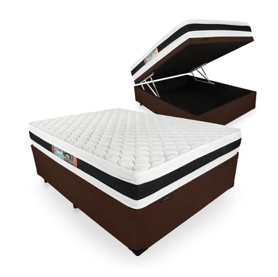 Imagem de Cama Box Com Baú Viúva + Colchão De Espuma D45 - Castor - Black White Double Face 128cm 