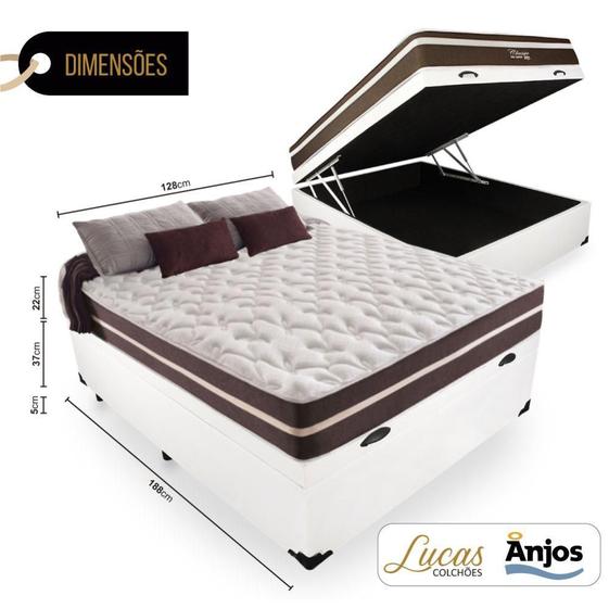 Imagem de Cama Box com Baú Viúva + Colchão de molas - Anjos - Classic Superlastic 128cm