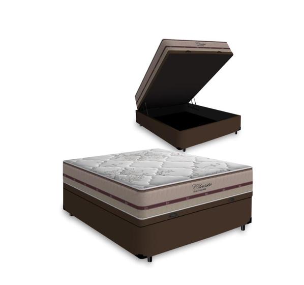 Imagem de Cama Box Com Baú Viúva + Colchão De Molas Ensacadas - Anjos - Classic - 128x188x64cm