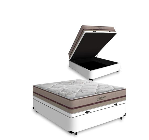 Imagem de Cama Box Com Baú Viúva + Colchão De Molas Ensacadas - Anjos - Classic 22x188x128cm