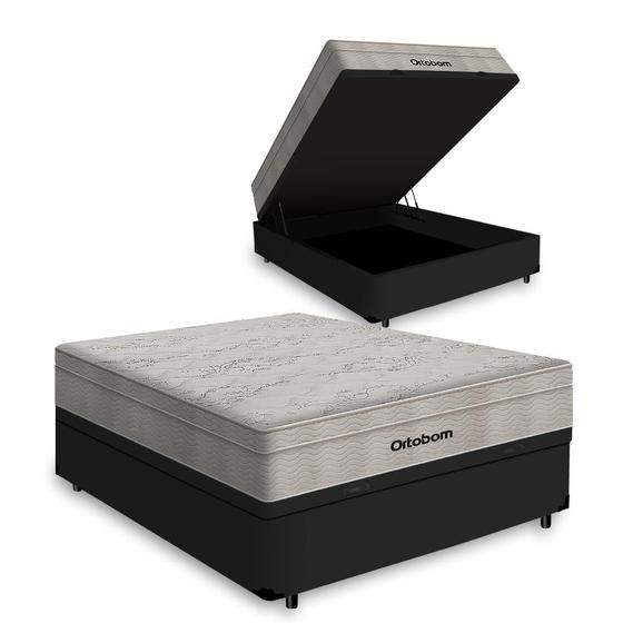Imagem de Cama Box com Baú Viúva + Colchão De Molas Ensacadas - Ortobom - AirTech SpringPocket 128cm