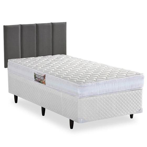 Imagem de Cama Box com Cabeceira Solteiro Herval Frontier, Espuma Alto Suporte, 56x88x188 cm