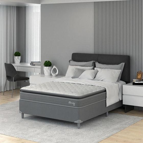 Imagem de Cama Box com Colchão Casal Classic com Espuma D40 (66x138x188) Cinza