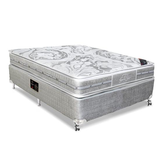 Imagem de Cama Box Com Colchão Casal Gold Star Pocket Latex Double Face 128 Cinza Castor