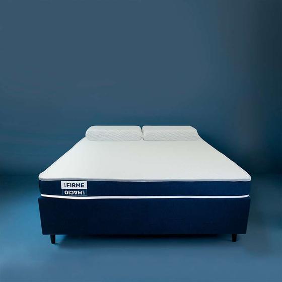 Imagem de Cama Box com Colchão Casal Guldi Duplo D28 e 2 Travesseiros Guldi Soft Nasa Branco e Azul