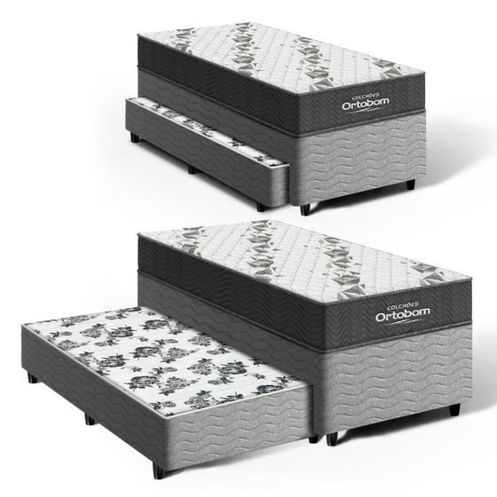 Imagem de Cama Box com Colchão de Espuma D33 Ortobom Airtech 100 + Auxiliar de Espuma Unique Solteiro 88cm