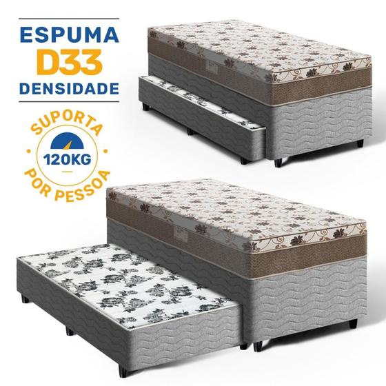 Imagem de Cama Box com Colchão de Espuma D33 Ortopédico Pillow In Luna + Auxiliar de Espuma Unique Solteiro 88cm