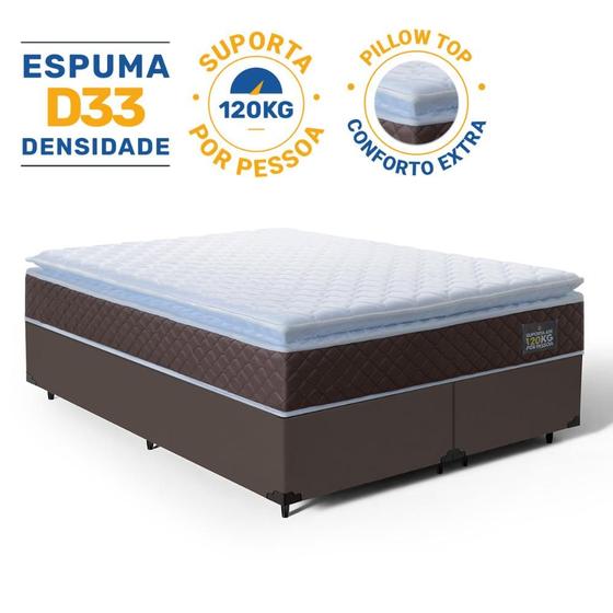 Imagem de Cama Box com Colchão de Espuma D33 Pillow Top Comfort Luxo Queen 158cm