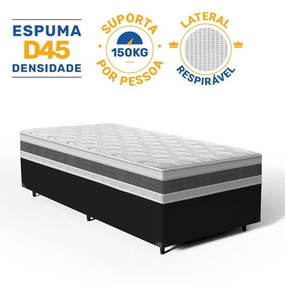 Imagem de Cama Box com Colchão de Espuma D45 Double Face Air Pro Força Anjos Solteiro 88cm