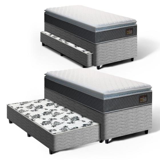 Imagem de Cama Box com Colchão de Espuma D45 Pillow Top Fort Comfort + Auxiliar de Espuma Unique Solteiro 88cm