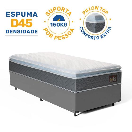 Menor preço em Cama Box com Colchão de Espuma D45 Pillow Top Fort Comfort Solteiro 88cm