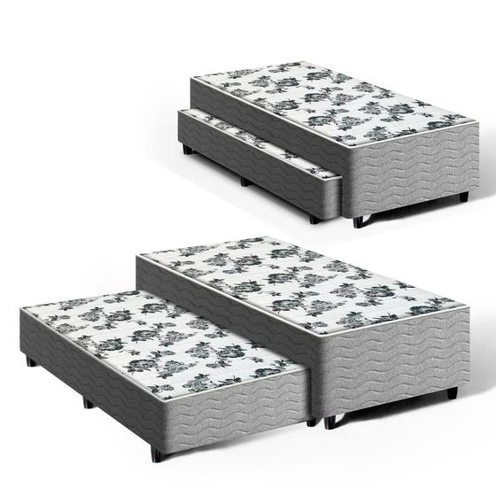 Imagem de Cama Box com Colchão de Molas e Auxiliar de Espuma Unique 3 em 1 Solteiro 88cm