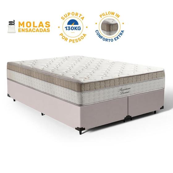 Imagem de Cama Box com Colchão de Molas Ensacadas Pillow In Anjos Premium Dream Queen 158cm