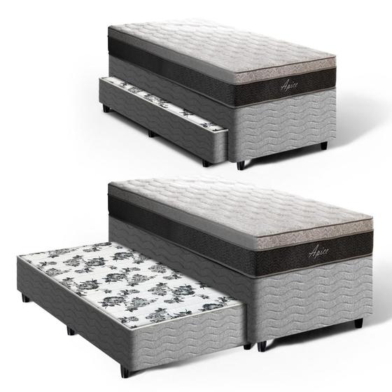 Imagem de Cama Box com Colchão de Molas Ensacadas Pillow In Apice + Auxiliar de Espuma Unique Solteiro 88cm