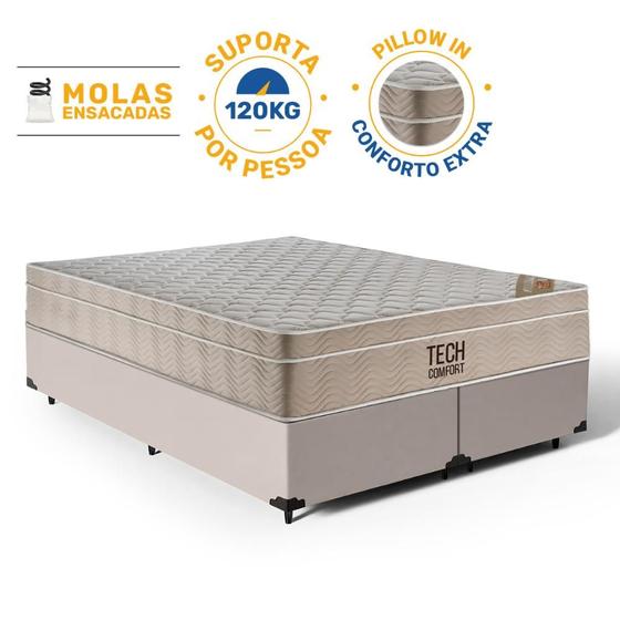 Imagem de Cama Box com Colchão de Molas Ensacadas Pillow In TechComfort Queen 158cm