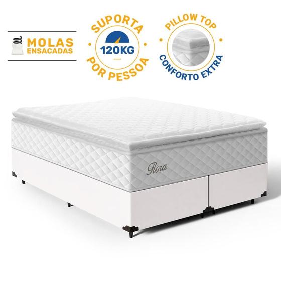 Imagem de Cama Box com Colchão de Molas Ensacadas Pillow Top Flora Queen 158cm
