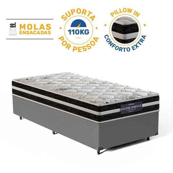 Imagem de Cama Box com Colchão de Molas Ensacadas Probel Eclipse Springs Comfort Plus Solteiro King 96cm