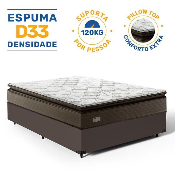 Imagem de Cama Box com Colchão Nivus Espuma D33 Com Pillow Top Casal 138cm