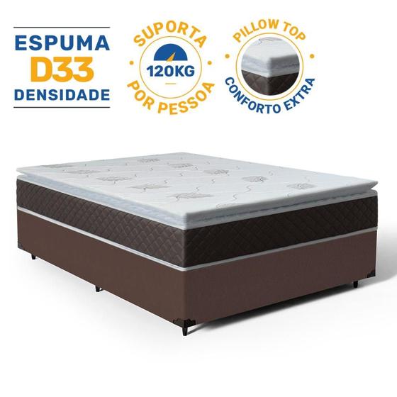 Imagem de Cama Box com Colchão Nivus Espuma D33 Com Pillow Top Casal 138cm