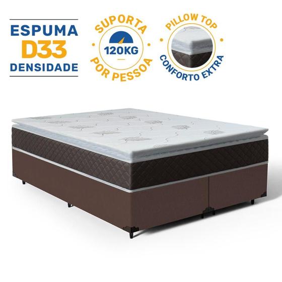 Imagem de Cama Box com Colchão Nivus Espuma D33 Com Pillow Top Queen 158cm