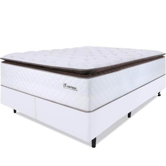 Imagem de Cama Box com Colchão Queen Molas Ensacadas Alto 158x198cm Premium Sleep Branco BF Colchões