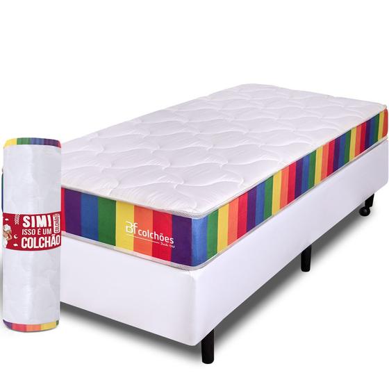 Imagem de Cama Box com Colchão Solteiro D33 a Vácuo Ortopédico Rainbow 88x188cm BF Colchões