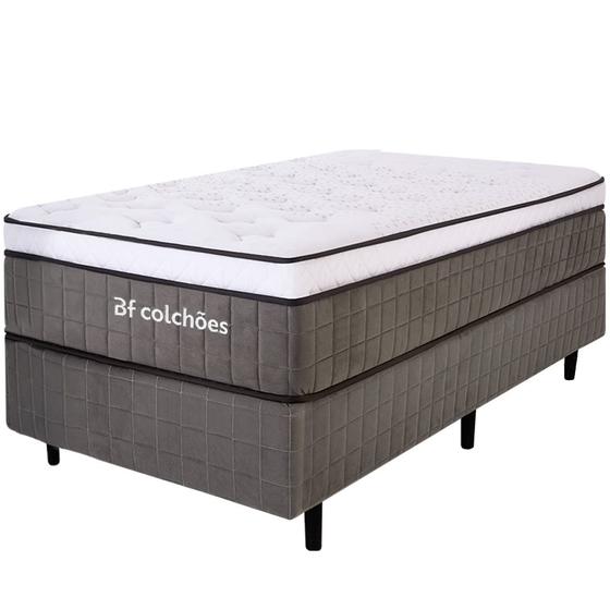 Imagem de Cama Box com Colchão Solteiro Molas Ensacadas Espuma D33 e Pillow de Visco Power Sleep 88x188cm - BF Colchões