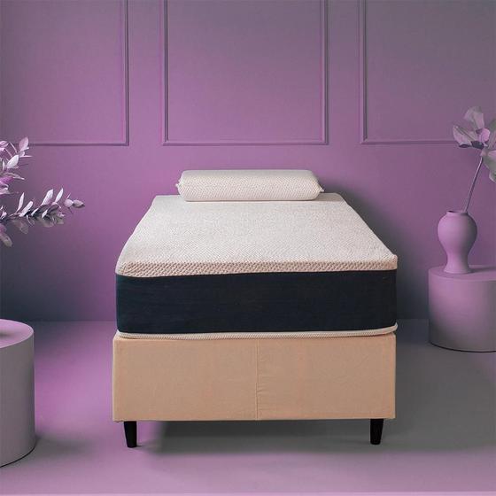 Imagem de Cama Box com Colchão Viúva Firme Mola Ensacada e Travesseiro Soft Nasa Guldi Cru