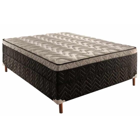 Imagem de Cama Box Conjugado Casal: Colchão Ortopédico D33 Pasquale Pillow Black  (138x188x48) Paropas