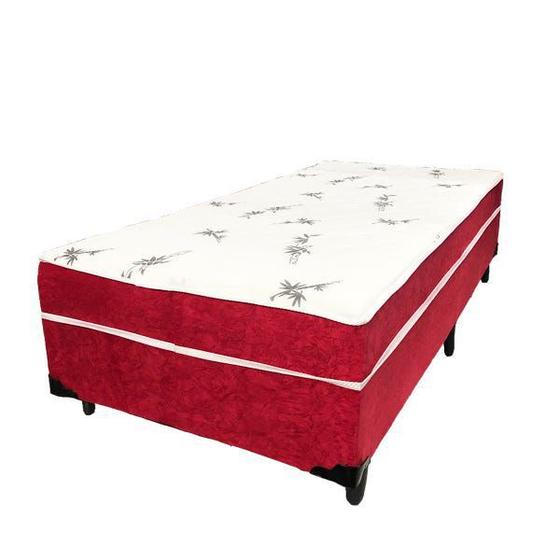 Imagem de Cama Box Conjugado Ortopédico Solteiro Suede Vermelho 88 X 188 X 40