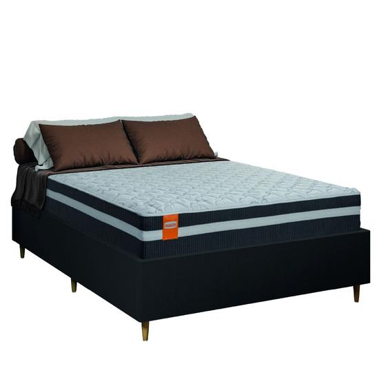 Imagem de Cama Box Desmontável Casal Com Colchão Molas Qatar 138x188x61cm Preto / Branco Inducol