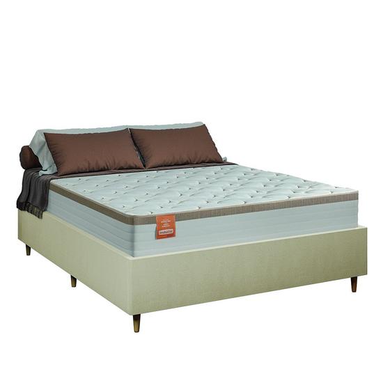 Imagem de Cama Box Desmontável Casal Queen Com Colchão Molas Ensacadas Real 158x198x66cm Bege / Branco Inducol