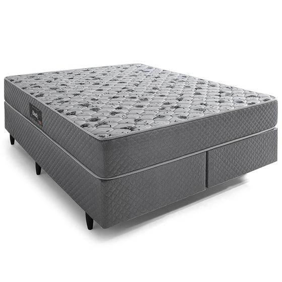 Imagem de Cama Box Herval Queen Black, 64x158x198 cm, Bordado, Colchão Composto