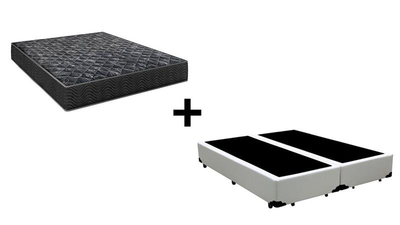 Cama Box King 193 Bipartido Tecido Sintético Branco com Colchão Lisboa Espuma D28 Preto Menor preço em Cama Box King 193 Bipartido Tecido Sintético Branco com Colchão Lisboa Espuma D28 Preto