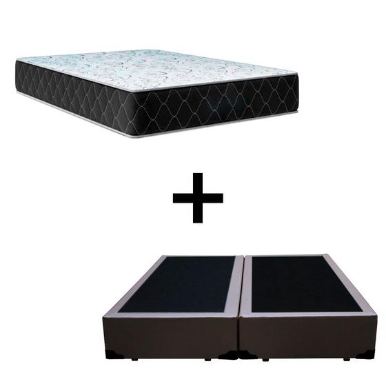 Imagem de Cama Box King 193 Tecido Sintético Marrom Com Colchão Marrocos - Poliéster - Espuma D33 30cm