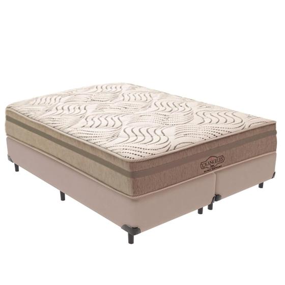 Imagem de Cama Box King Bege e Colchão Los Angeles Molas VTECH