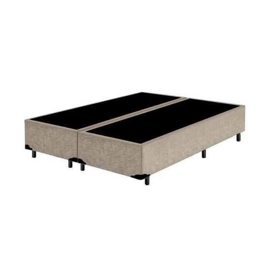 Imagem de Cama Box King Bipartido NK Camas Suede Bege 40x193x203