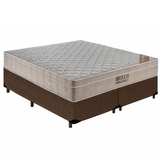 Imagem de Cama Box King Bipartido Suede + Colchão Ortobom Airtech Molas Ensacadas 65x193x203 Marrom