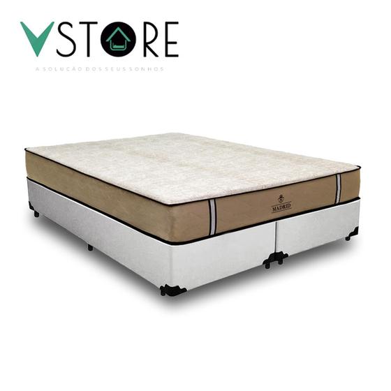 Imagem de Cama Box King Bravus + Colchão Madrid D33 Mola Ensacada 193x203x66cm Várias Cores - Vstore