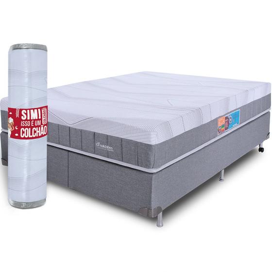 Imagem de Cama Box King Colchao a Vácuo Infinity Premium Mola Ensacada e Pillow top de Espuma Viscoelástico  BF Colchões