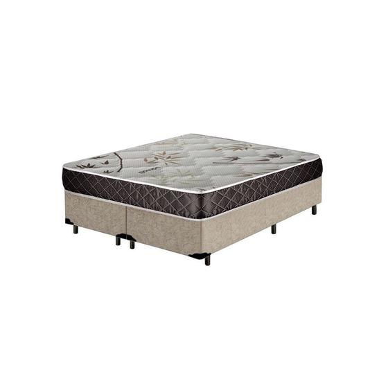 Imagem de Cama Box King Colchão Aylla Espuma D33 Acolchões + Box Suede 64x193x203