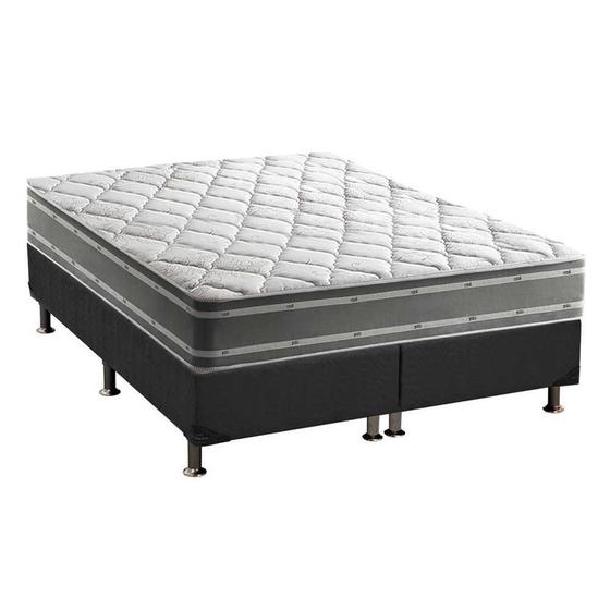 Imagem de Cama Box King: Colchão Espuma Anjos D33/EP Supremo Track Double Face + Base CRC Suede Gray(193x203)