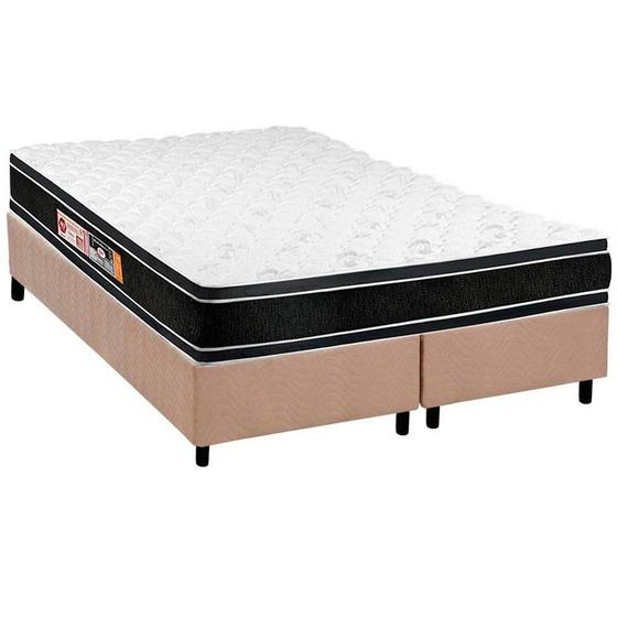 Imagem de Cama Box King: Colchão Espuma Castor D33 Black e White + Base CRC Suede Clean(193x203)