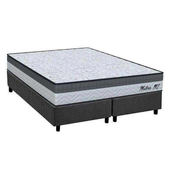 Imagem de Cama Box King: Colchão Espuma D33 Orthoflex Matera ML + Base CRC Suede Gray (193x203)