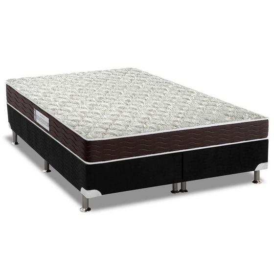 Imagem de Cama Box King: Colchão Espuma D33 Probel  Advanced Mega Resistente + Base CRC Suede Black(193x203)