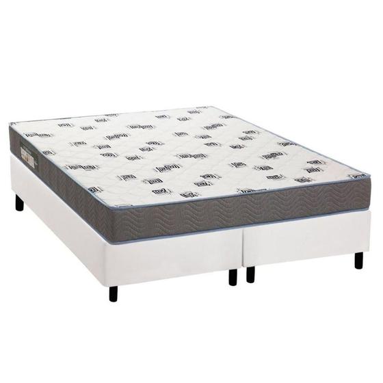 Imagem de Cama Box King: Colchão Espuma Ortobom D33 Light Saúde + Base CRC Courano White(186x198)