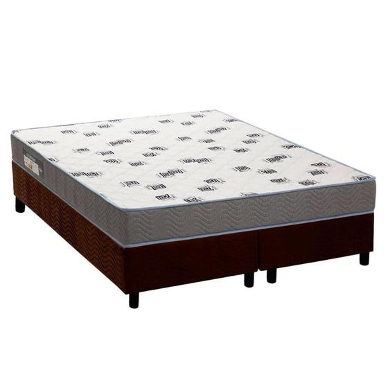 Imagem de Cama Box King: Colchão Espuma Ortobom D33 Light Saúde + Base CRC Suede Brown(186x198)